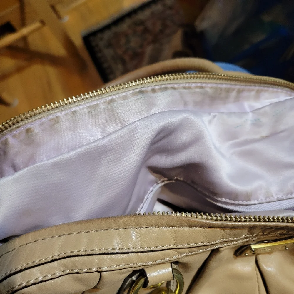 Coach Beige Leather Satchel with Gold Hardware